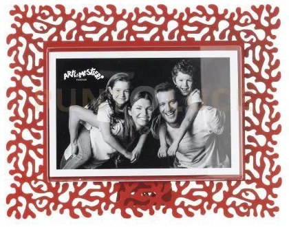 Portafoto di design corallo piccolo orizzontale rosso in ferro e po...