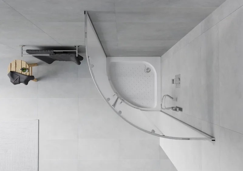 Mexen Rio cabina doccia semicircolare 70 x 70 cm, brina, cromo + piatto doccia, bianco - 863-070-070-01-30-4710
