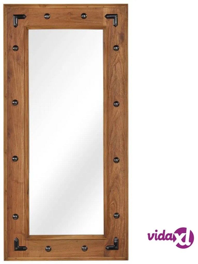 vidaXL Specchio in Legno Massello di Acacia 50x110 cm
