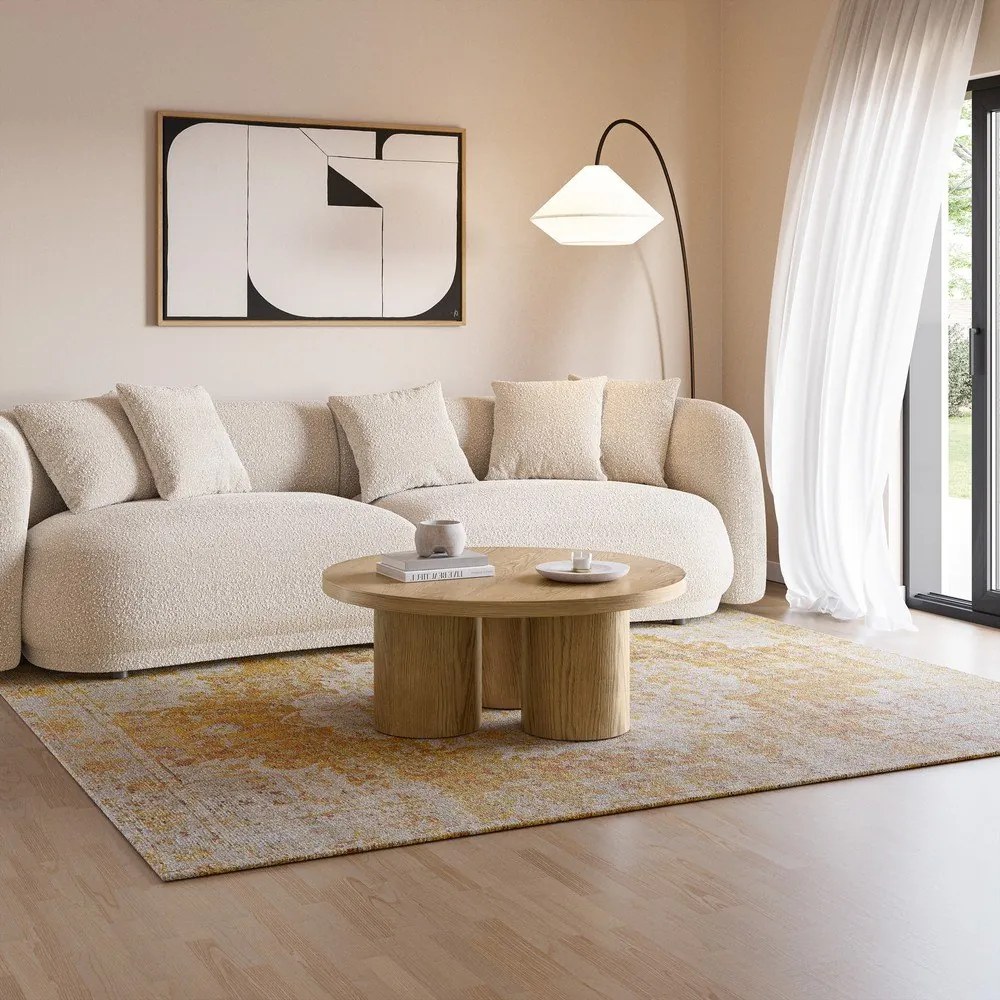 Tavolino da salotto rotondo di colore naturale con effetto rovere ø 100 cm Arancha – MOME