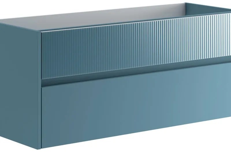 Mobile da bagno sotto lavabo Niwa blu laccato opaco L 119.5 x H 50 x P 45.5 cm 2 cassetti, lavabo non incluso