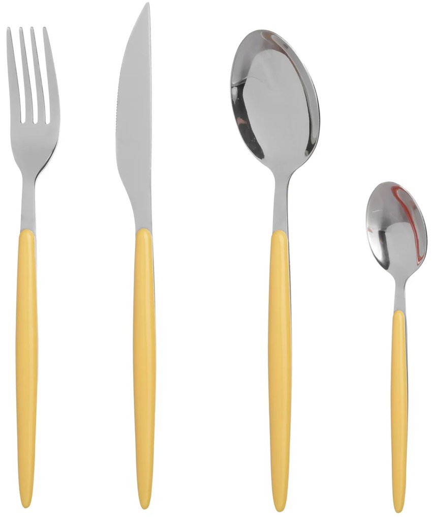 Set 16 posate acciaio inox manico giallo Marea