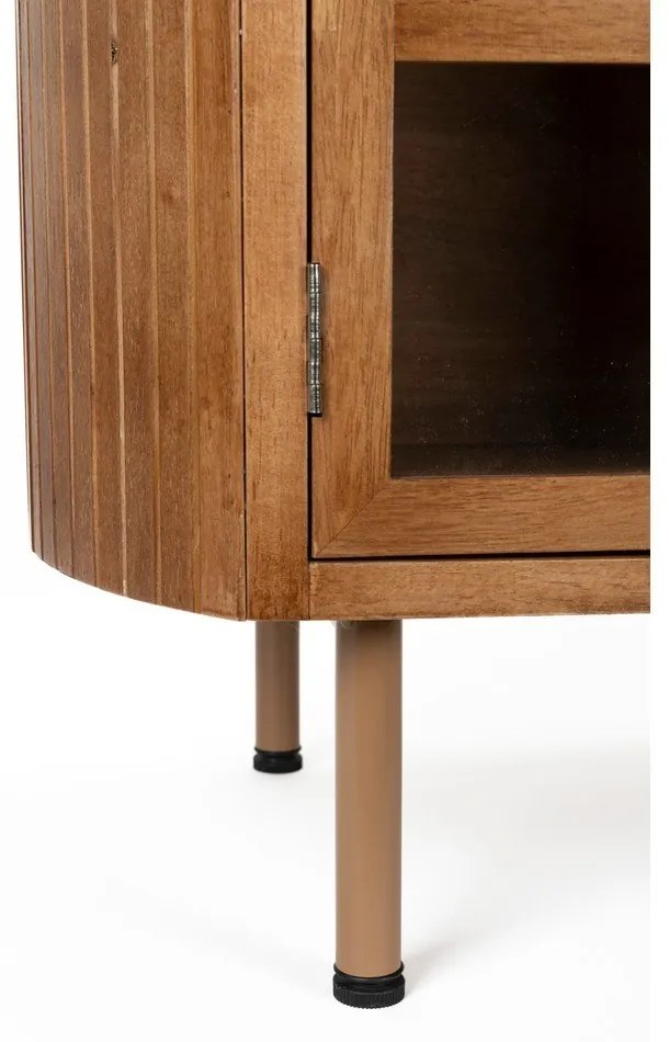 Mobile TV di colore naturale in legno di cauciù massiccio 150x55x38 cm Yaz – White Label