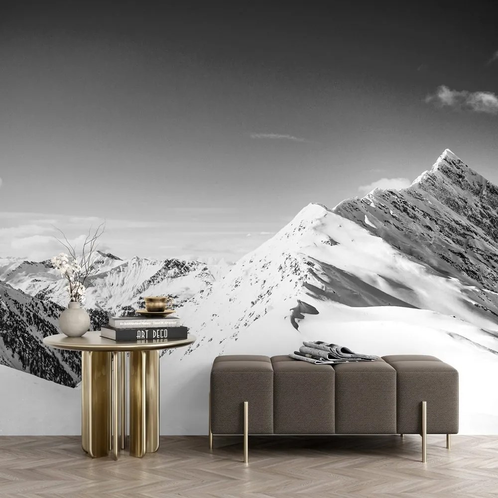 Carta da parati – Montagne innevate in bianco e nero
