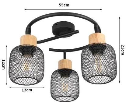 Brilagi - Faretto BASKLITE 3xE27/15W/230V in legno/nero