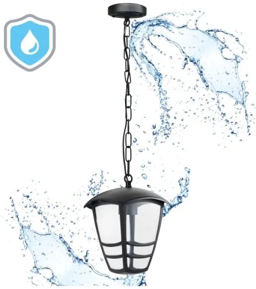 Lampadario da esterno a sospensione con catena TEVIO 1xE27/60W/230V IP54 nero