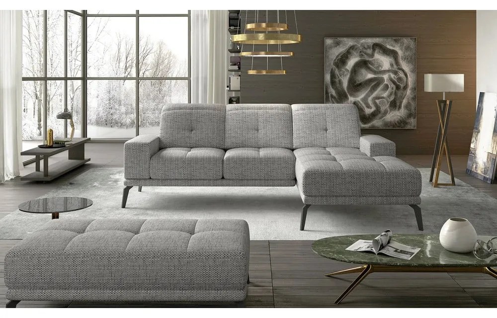 Divano angolare grigio (con penisola a destra/con chaise lounge) Torrense – ELTAP
