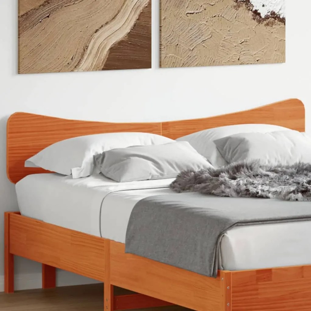 Testiera Marrone Cera 150 Cm İn Legno Massello Di Pino /