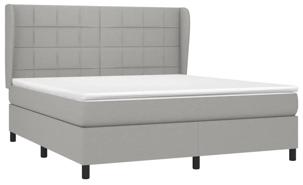 Giroletto a molle con materasso grigio chiaro180x200 cm tessuto