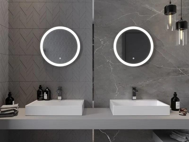Mexen Oro specchio da bagno retroilluminato, rotondo 50 cm, LED 6000K, antiappannamento - 9824-050-050-611-00
