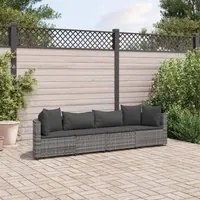 Set Divani da Giardino 4 pz con Cuscini in Polyrattan Grigio 3308458