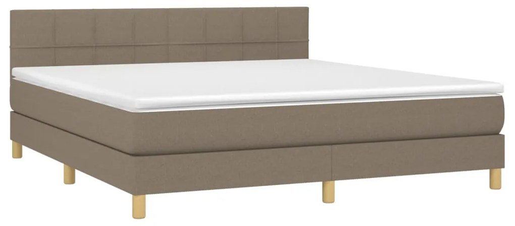 Letto a molle con materasso e led tortora 180x200 cm in tessuto