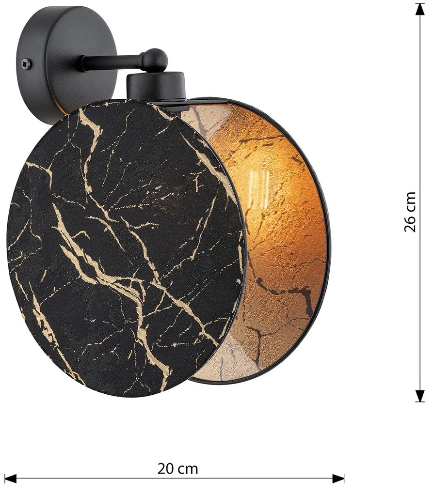 Applique 1 Luce Moderna Nut In Acciaio Effetto Marmo Nero