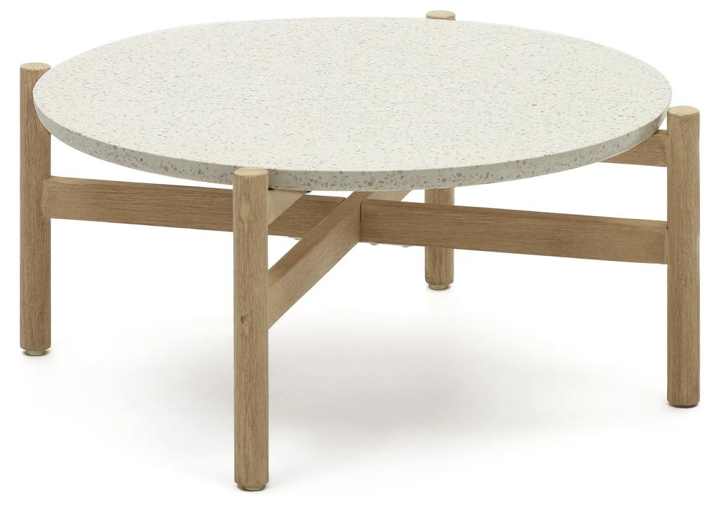 Kave Home - Tavolino da caffÃ¨ Pola in cemento e legno massello di eucalipto Ã˜ 84,4 cm FSC