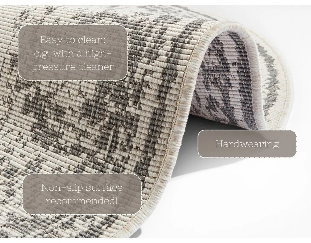 Tappeto da esterno grigio e crema , ø 200 cm Borbon - NORTHRUGS