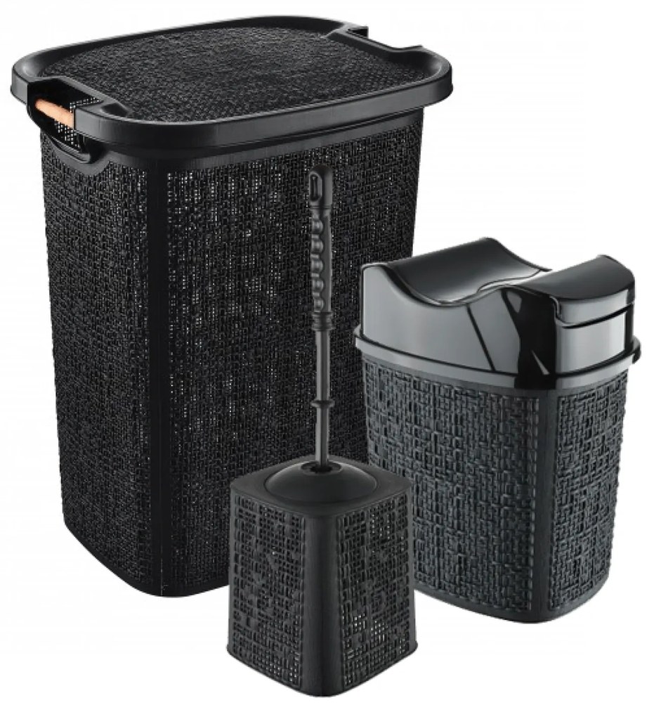 Set 3 Accessori D'Appoggio Feridras "Canvas" Nero