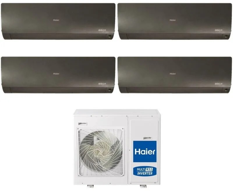 Climatizzatore Condizionatore Haier Quadri Split Inverter serie flexis plus black 7+7+15+15 con 4U85S2SR3FA R-32 Wi-Fi Integrato Colore Nero