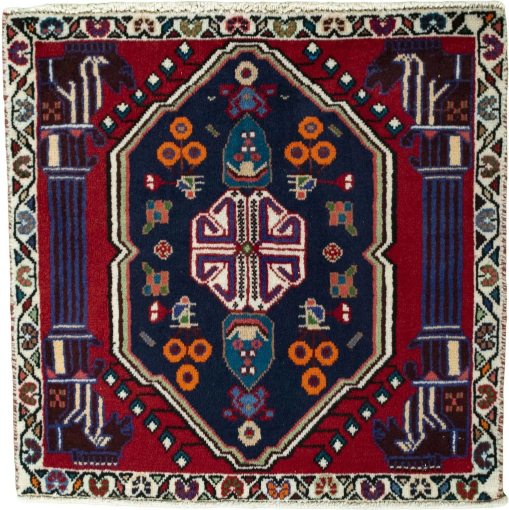 Shiraz Tappeto persiano 70 x 70 Rosso (Iran) Annodato A Mano