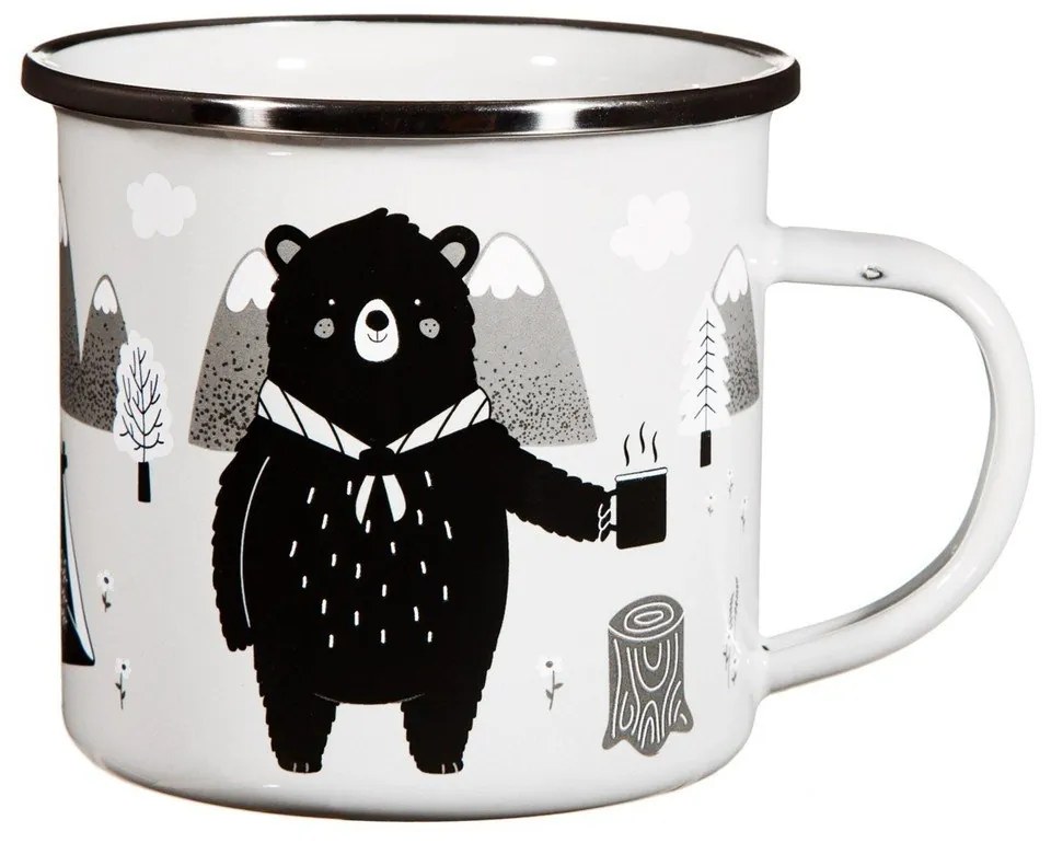 Tazza per bambini in smalto bianco Bear Adventure - Sass &amp; Belle