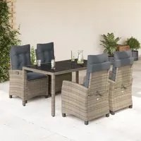 Set da Pranzo da Giardino 5 pz con Cuscini in Polyrattan Grigio 3212647