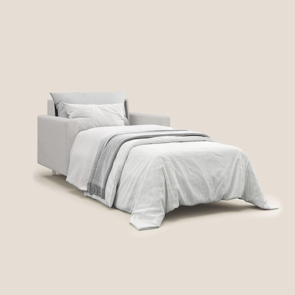 Megan poltrona letto in microfibra smacchiabile T11 grigio chiaro