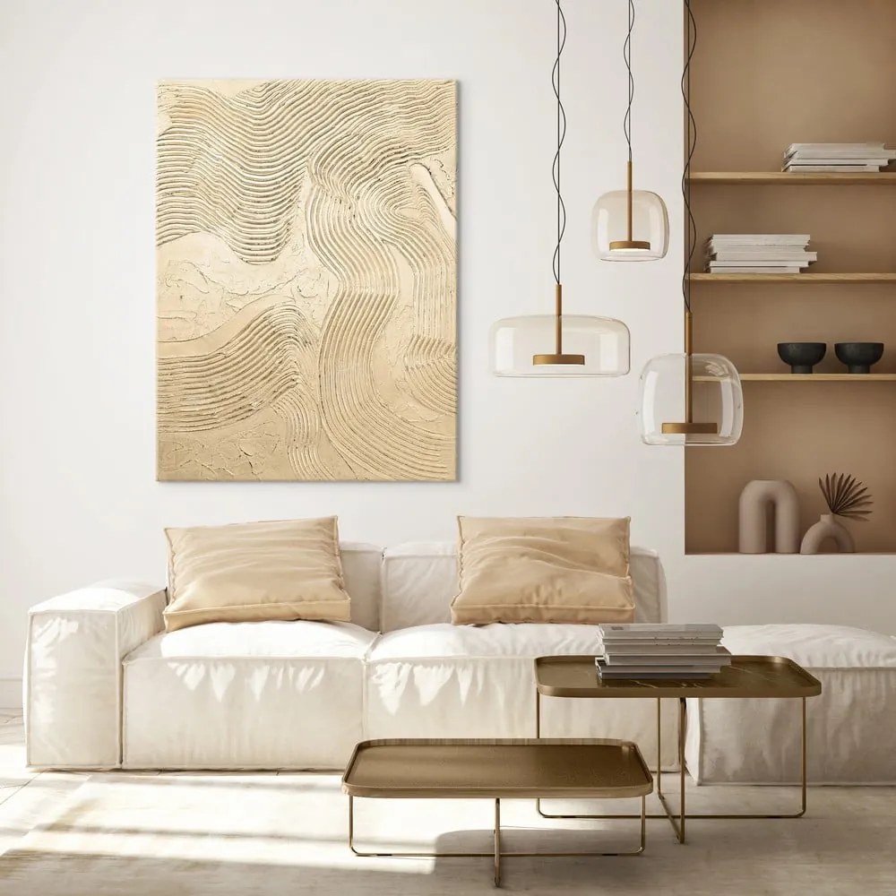 Quadro dipinto a mano 88x118 cm Metallic Champagne - Malerifabrikken