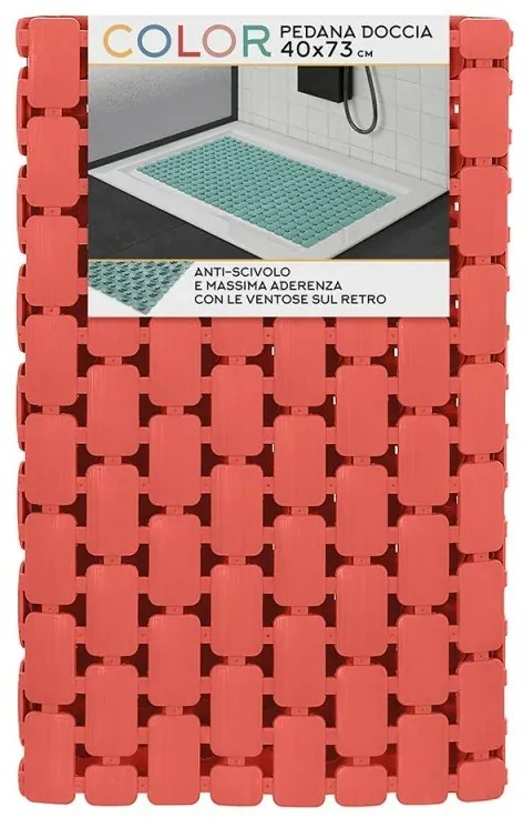 Tappetino antiscivolo doccia rosso 40x73 cm in plastica Spring