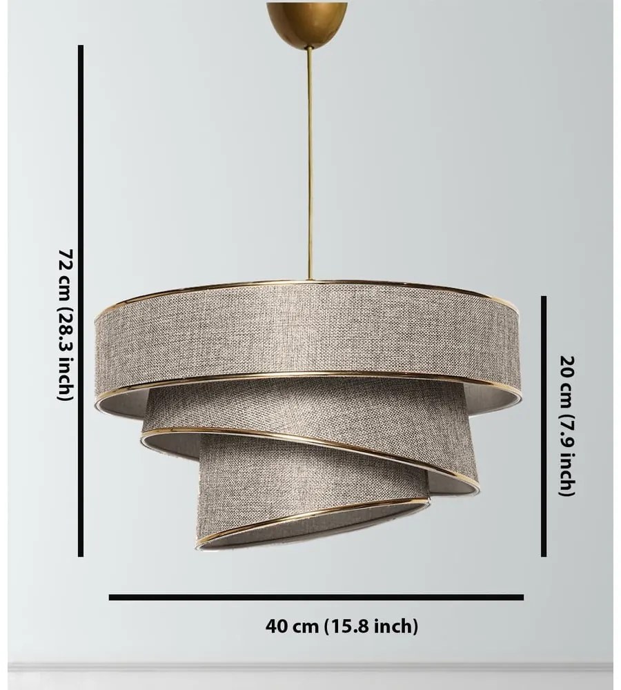 Lampadario beige/dorato con paralume in tessuto ø 40 cm Couper – Opviq lights