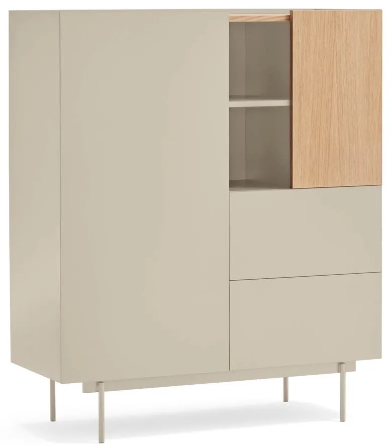 Cassettiera alta beige/naturale in rovere 100x45 cm Otto - Teulat