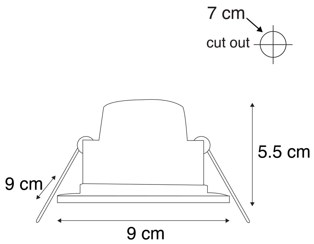 Set di 6 faretti da incasso neri con LED dimmerabile a 3 livelli IP65 - Simply