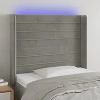 Testiera a LED Grigio Chiaro 93x16x118/128 cm in Velluto 3124224