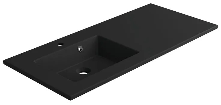 Lavabo integrale a incasso a sinistra rettangolare Neo L 106 x H 11.2 x P 48.5 cm in composito minerale di resina gelificata nero