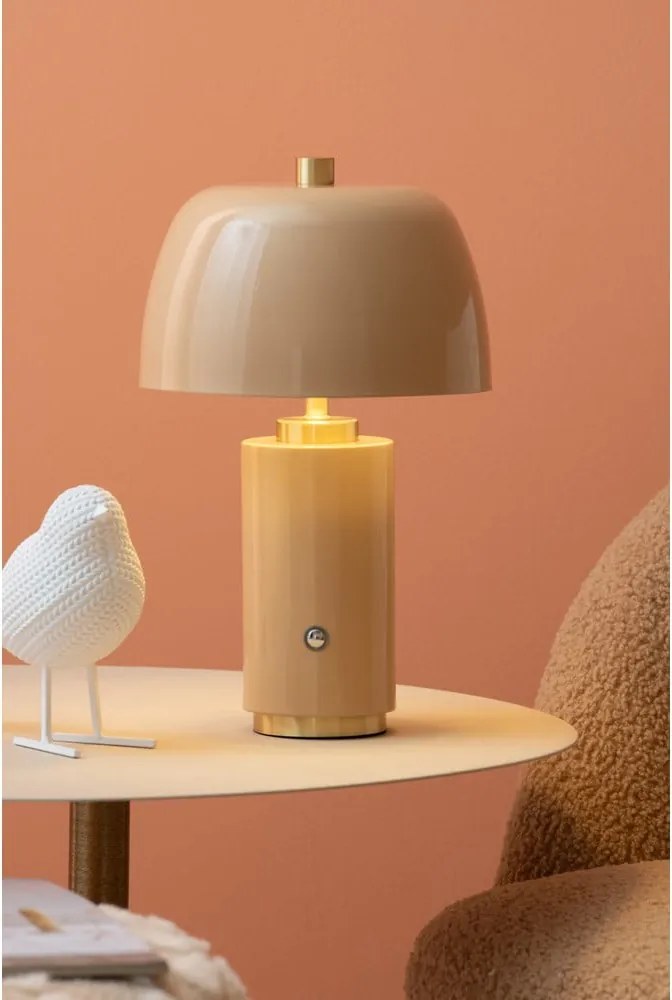 Lampada da tavolo dimmerabile a LED beige con paralume in metallo (altezza 30 cm) Freya - Leitmotiv