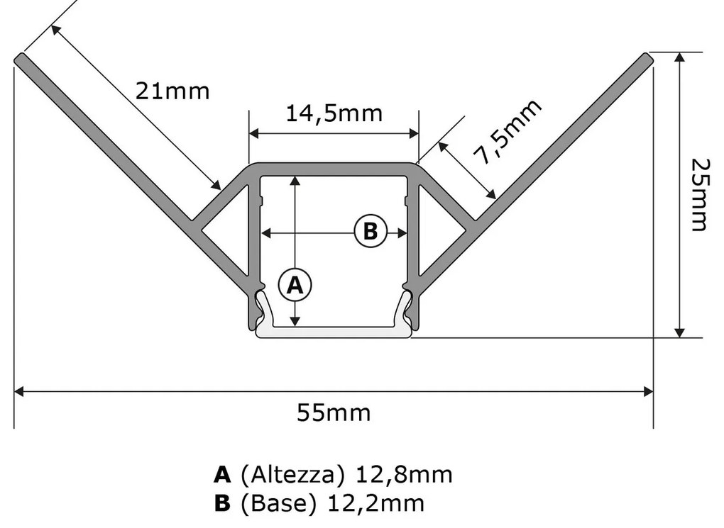 Profilo da Incasso per Cartongesso ad Angolo Esterno per strisce LED Variante Lunghezza 2 Metri