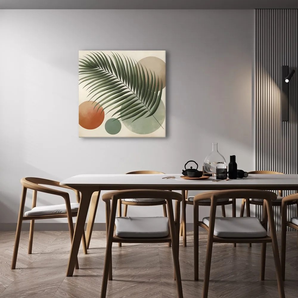 Quadro su tela – Foglia tropicale in cerchi