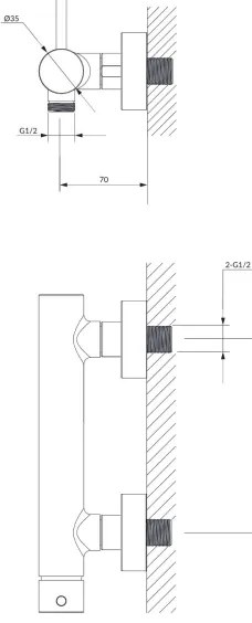 OMNIRES Y1240BL - Rubinetto doccia Y semi-opaco nero