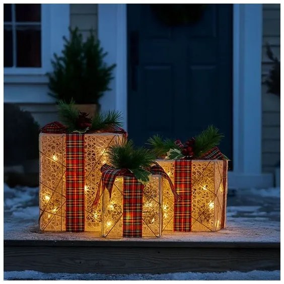 Solight 1V291 - SET 3x LED Regalo di Natale 48xLED/3,6W/230V IP44 bianco caldo