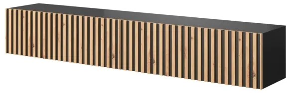 Mobile TV Sospeso Listellato 175 Cm Nero E Rovere Astra