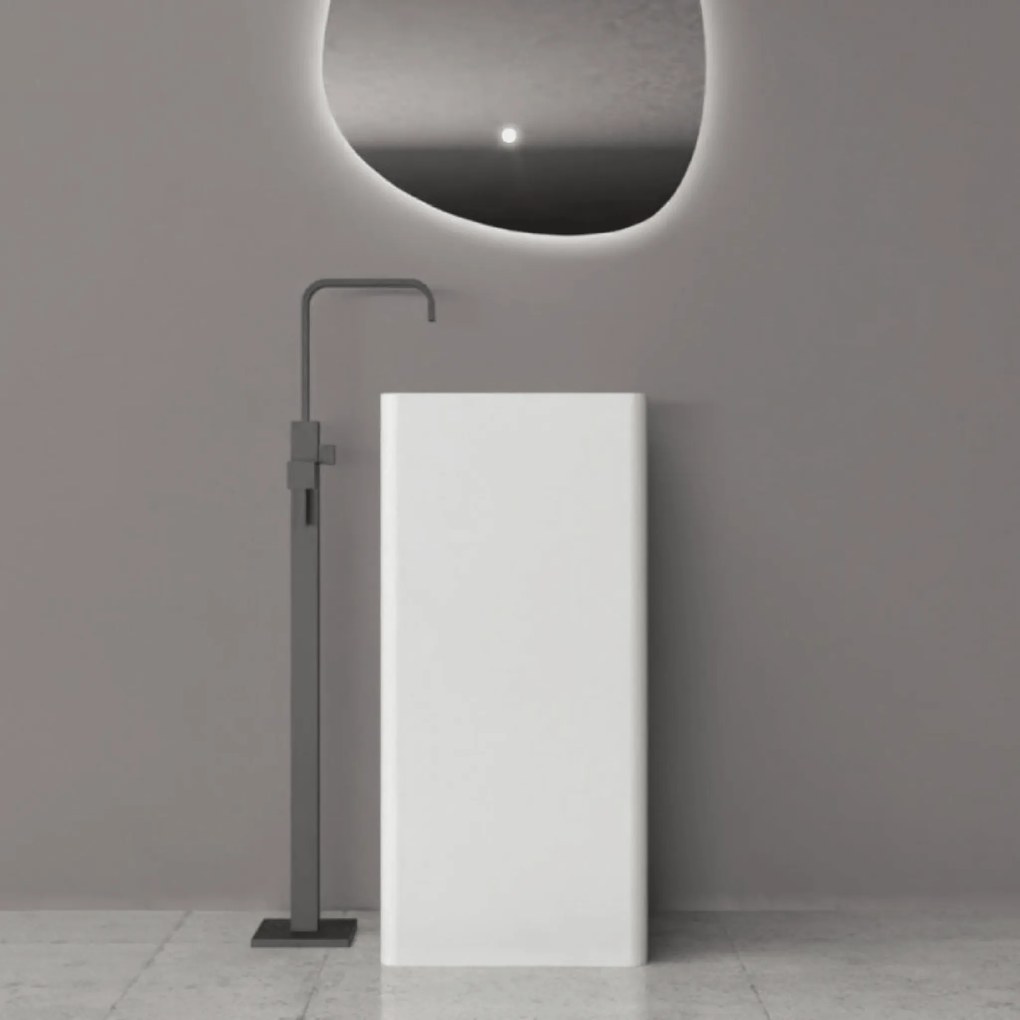 Lavabo Freestanding Con Scarico a Parete 40x40 Cm Lullaby "Zuri" Bianco Opaco