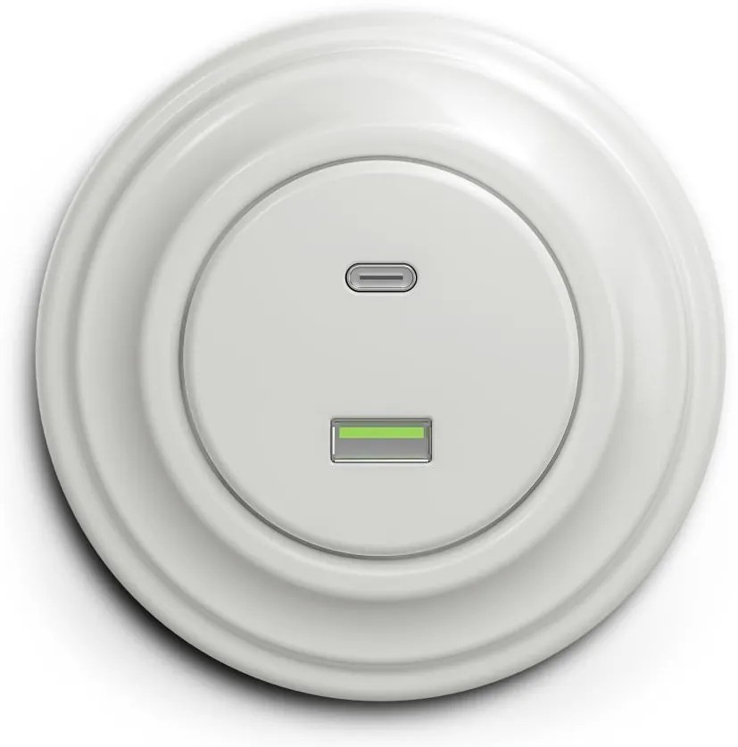 Kliklap - Presa USB retrò A+C con cornice bianca