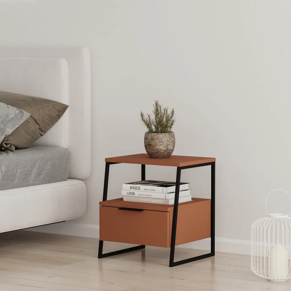 Comodino color mattone Velia - Marckeric