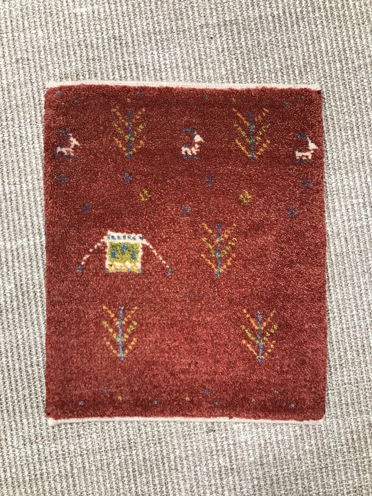 Gabbeh Tappeto 40x40 Rosso (Iran) Annodato A Mano