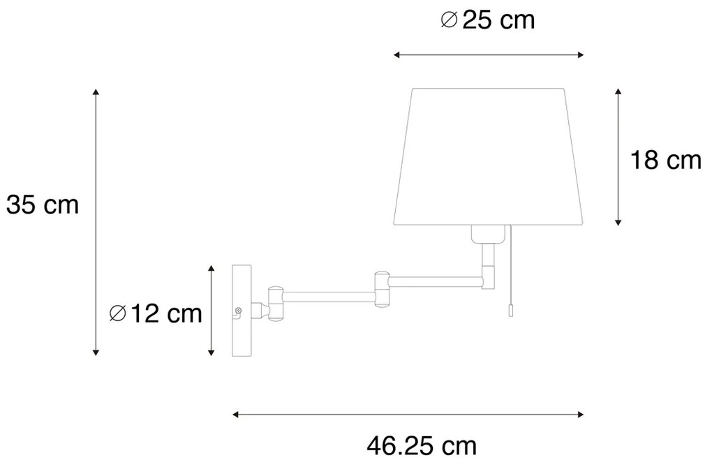 Applique nera con paralume nero e braccio regolabile - Ladas Deluxe