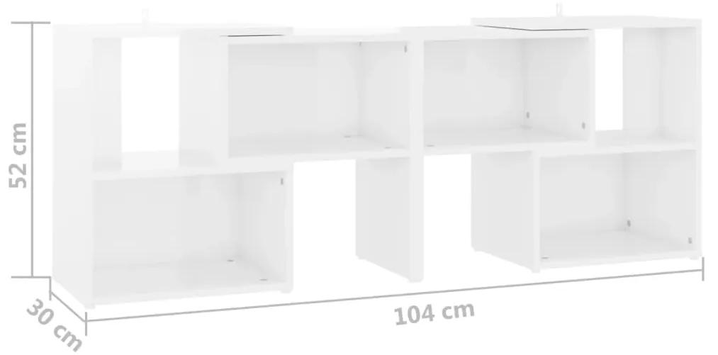 Mobile Porta TV Bianco Lucido 104x30x52 cm in Legno Multistrato