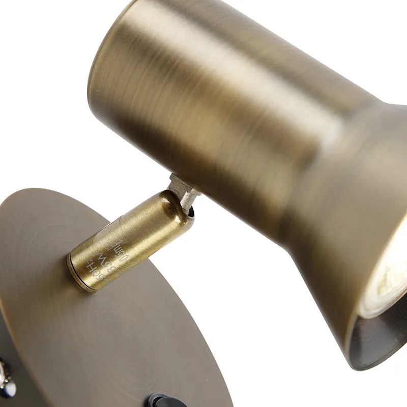 Faretto da parete in bronzo orientabile e inclinabile con interruttore - Karin 1