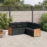 Set Divani da Giardino 5 pz con Cuscini in Polyrattan Nerocod mxl 90452