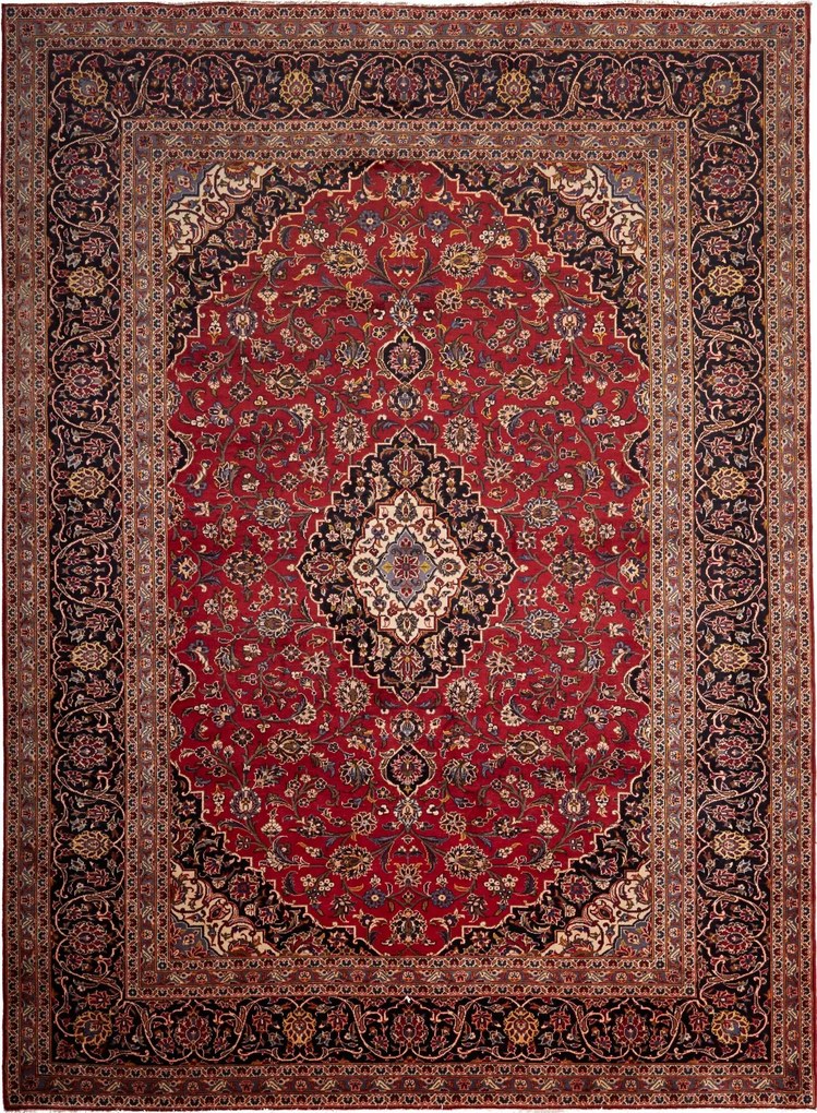 Kashan Tappeto 250 x 340 Rosso (Iran) Annodato A Mano