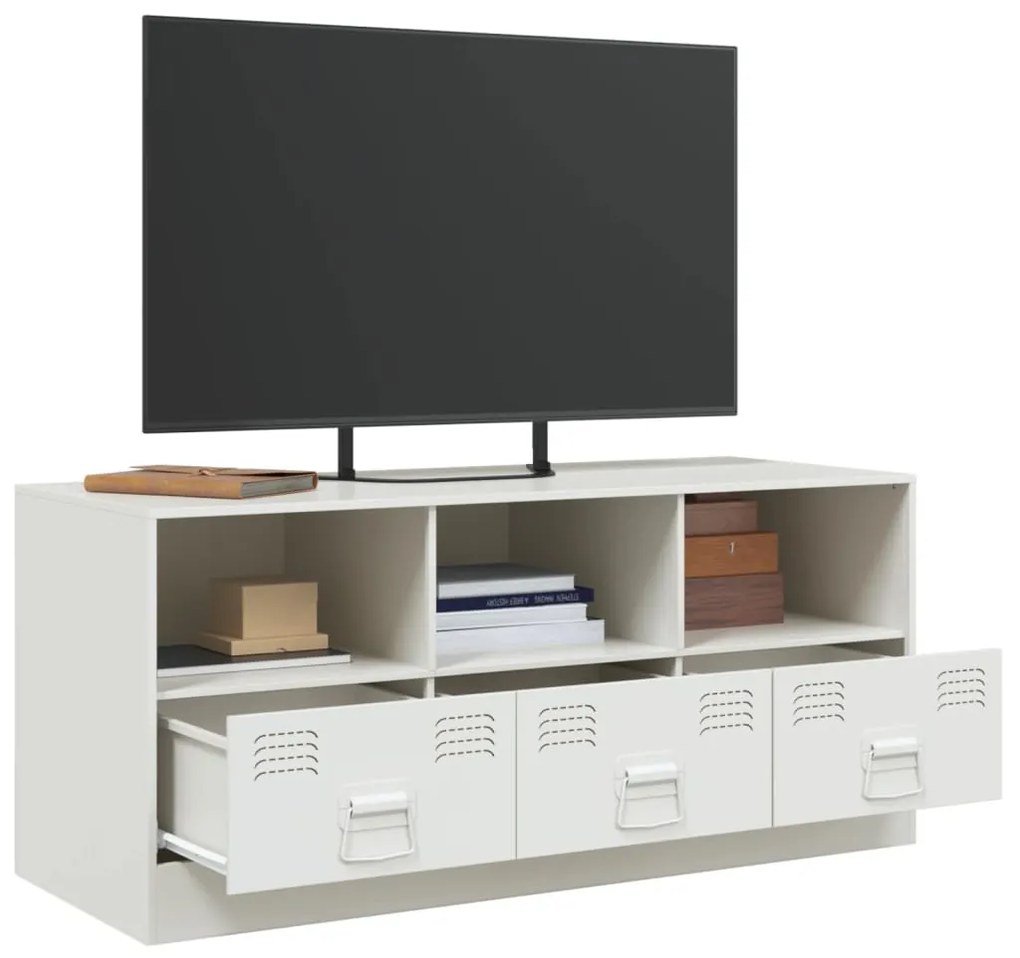 Mobile porta tv bianco 99x39x44 cm in acciaio