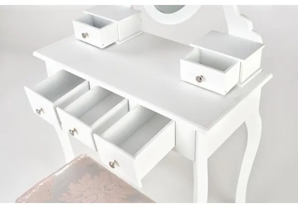 Tavolino da toilette SARA 80x130 cm + stool 45x37 cm bianco