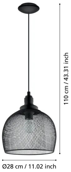 Eglo 49736 - Lampada a sospensione STRAITON 1xE27/60W